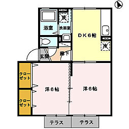 グランドゥールZB 2DKの間取図画像