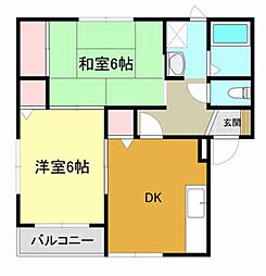 わたらせ渓谷鐵道 下新田駅 徒歩3分の賃貸アパート 1階2DKの間取り