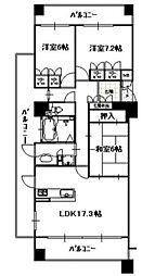 サーパス百道 3LDKの間取図画像