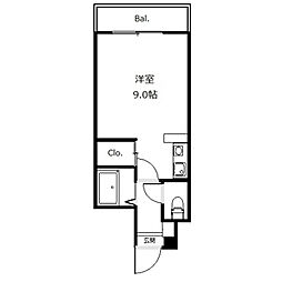グランドールワタナベ 1Kの間取図画像