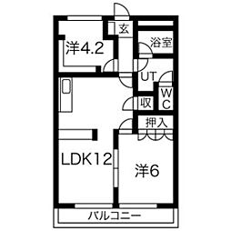 サンフィット小柳 2LDKの間取図画像