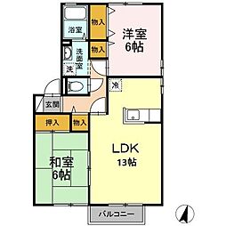 ガーデンコートみずき台　G棟 2階2LDKの間取り