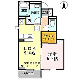 ソレイユ仙北 1LDKの間取図画像
