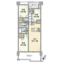 プラウド八事表山ヒルトップ 4階3LDKの間取り