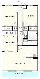 サウスコート 3LDKの間取図画像