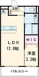 グッドスリー白須賀 2階1LDKの間取り