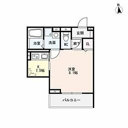 名鉄名古屋本線 東岡崎駅 徒歩9分の賃貸アパート 2階1Kの間取り