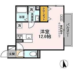 JR東海道本線 浜松駅 バス16分 遠鉄バス　和地山バス停下車 徒歩5分の賃貸アパート 3階ワンルームの間取り