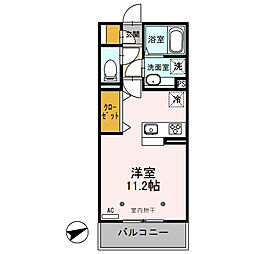 東武伊勢崎線 館林駅 徒歩10分の賃貸アパート 2階ワンルームの間取り