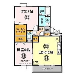 サンフィルエステート　ＡＢＣＤＥ 2階2LDKの間取り