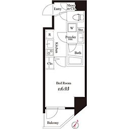ハーモニーレジデンス横濱関内 1Kの間取図画像