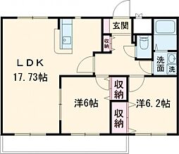 クレール弐番館 2階2LDKの間取り