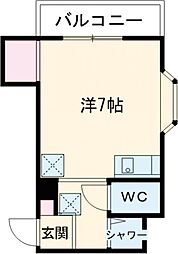 京阪交野線 宮之阪駅 徒歩6分の賃貸マンション 3階ワンルームの間取り