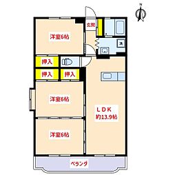 ヴェルドミールT2 3LDKの間取図画像