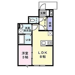 PAMS(パムス) 1階1LDKの間取り