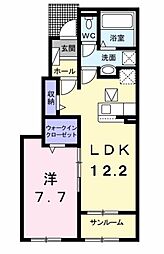 ユウア プルメリア A 1LDKの間取図画像