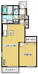 エテルノフィオーレＡ 1階1LDKの間取り