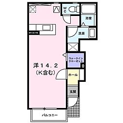 Ｄｅｆｉ−ＫＭ 1階ワンルームの間取り