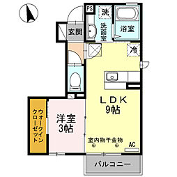 ファミィーユ ＫII 1階1LDKの間取り