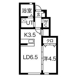 Pierre Homme(ピエール・オム)III 1階1LDKの間取り