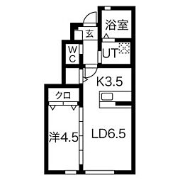 Pierre Homme(ピエール・オム)I 1階1LDKの間取り