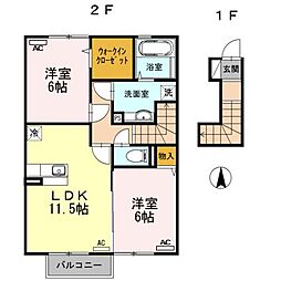 グランドコートヨネダ3 2LDKの間取図画像