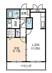 桜ケ丘LUCKHILL 1LDKの間取図画像