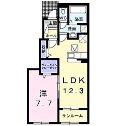 レディーバード　II 1階1LDKの間取り