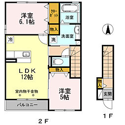 ハルミズホ 2LDKの間取図画像