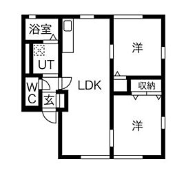 ヴィラ相生C 1階2LDKの間取り