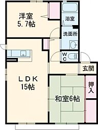 シャンテ葵 2階2LDKの間取り