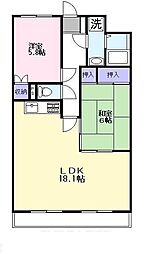 ラフェスタ彦根II 1階2LDKの間取り