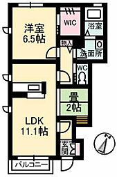 クオレール 1階1LDKの間取り