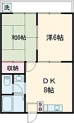 アメニクスM 2DKの間取図画像