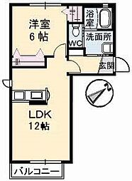 メルカートE 1LDKの間取図画像