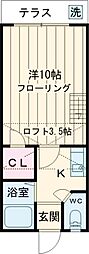 セザンヌ新栄2 2階1Kの間取り