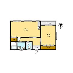 ライフステージ広瀬　神宮寺 1階1LDKの間取り