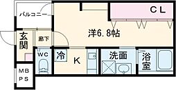 ジーイー・サンク ワンルームの間取図画像