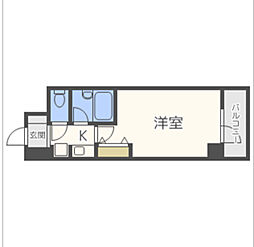 エスリード三宮フラワーロード 15階1Kの間取り