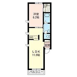 ボヌール　Ｂ 2階1LDKの間取り