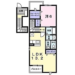 ウィンド・フィル 2階1LDKの間取り