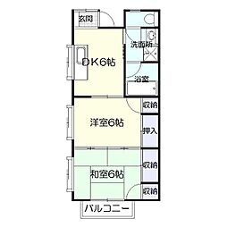 コーポ義 1階2DKの間取り