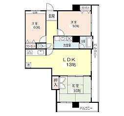 ワコーレ神戸プレイス 9階3LDKの間取り