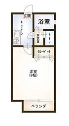 リバティーCoCo 1Kの間取図画像