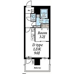 サンライズ本町 8階1LDKの間取り