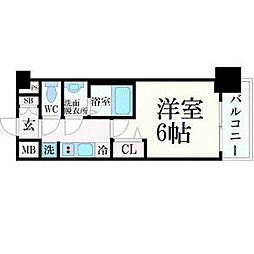 プレサンスTHEKYOTO東福寺WEST 1Kの間取図画像