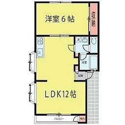 メゾンきむら 1階1LDKの間取り