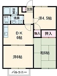 ウエストハイマー 2階3DKの間取り