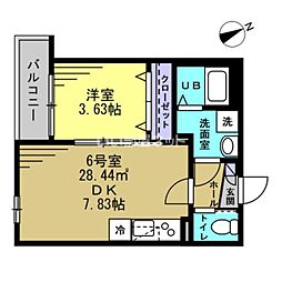 コンフォーティア 2階1DKの間取り