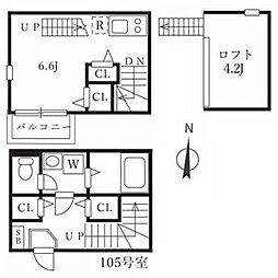 ハーモニーテラス大宝 ワンルームの間取図画像